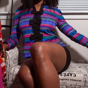 Adrianna Papell Vintage Multi-Colored Silk Blazer - Elegant Statement Piece